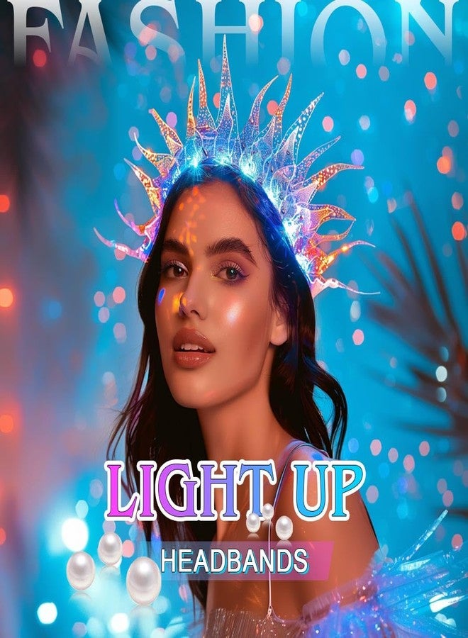 TWINKLEDE Light Up Mermaid Headband LED Glow Starfish Sea Costume Hair Accessories for Women (Starfish, Blue) - Image 5